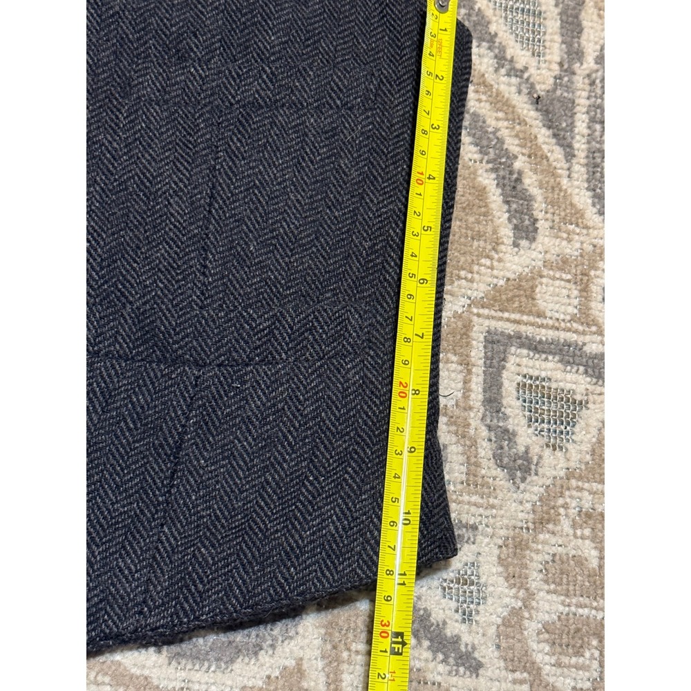 Merona Mens Medium Charcoal Grey Herringbone Wool Blend Suit Vest Waistcoat - Picture 4 of 7